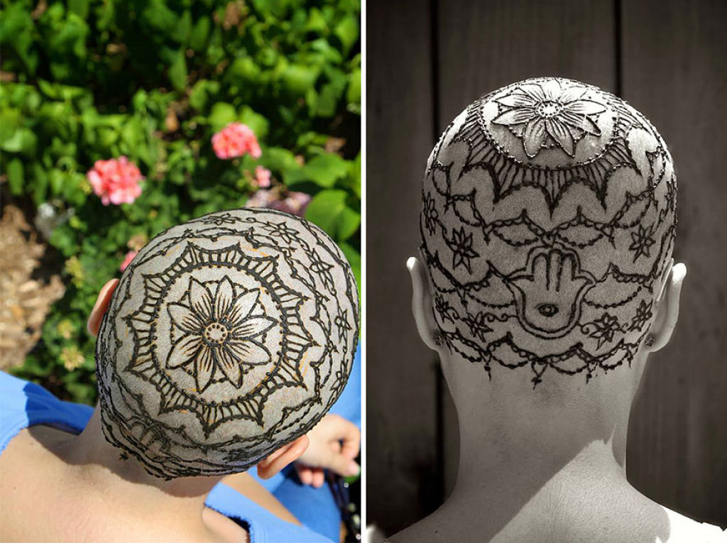 Elegantes coroas de tatuagem de Henna ajudam pacientes com cncer a lidar com sua perda de cabelo 06