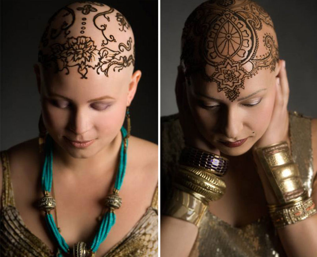 Elegantes coroas de tatuagem de Henna ajudam pacientes com cncer a lidar com sua perda de cabelo 12