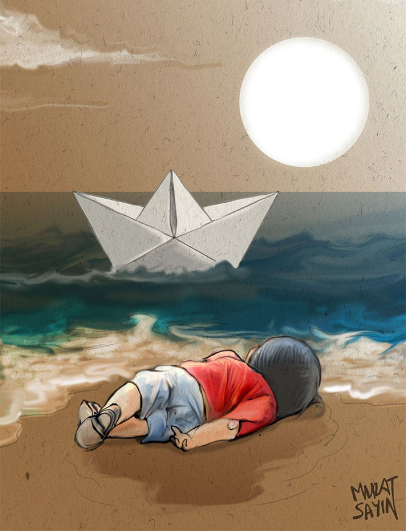 Artistas de todo mundo respondem à trágica morte de um menino refugiado sírio 05