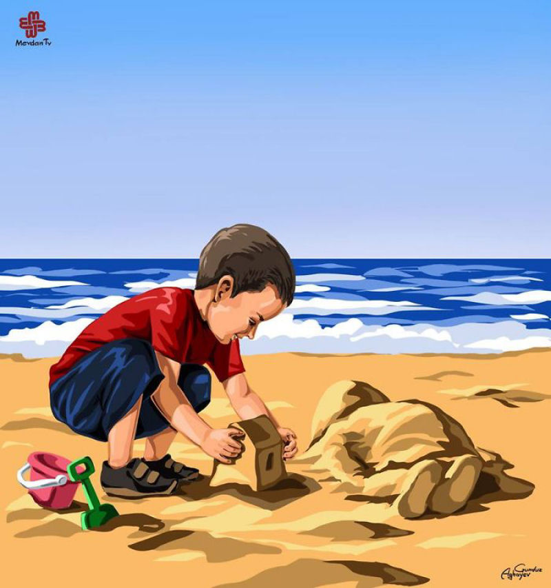 Artistas de todo mundo respondem à trágica morte de um menino refugiado sírio 07