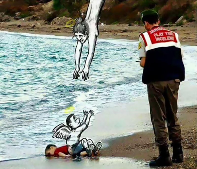 Artistas de todo mundo respondem à trágica morte de um menino refugiado sírio 13
