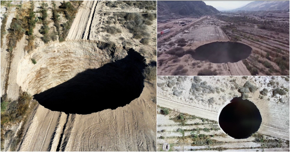 Geólogos sondam sumidouro de 200 metros de profundidade perto de mina no Chile