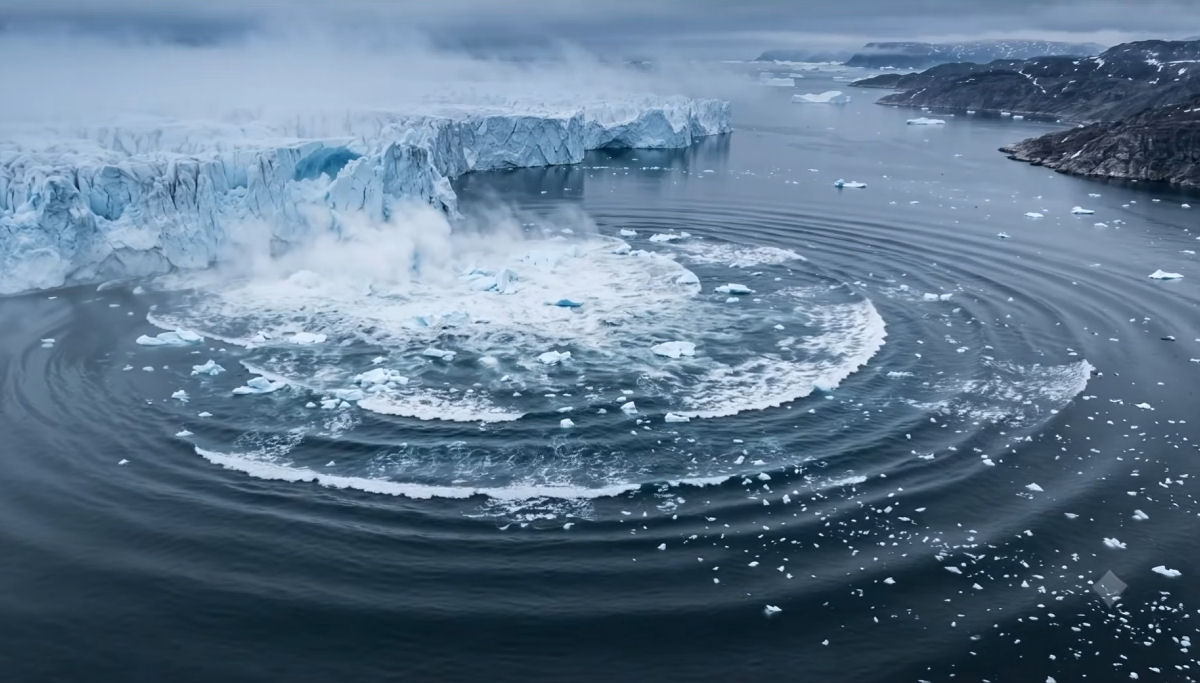 Time-lapse mostra iceberg colossal colapsando e virando em Ilulissat, Groenlândia