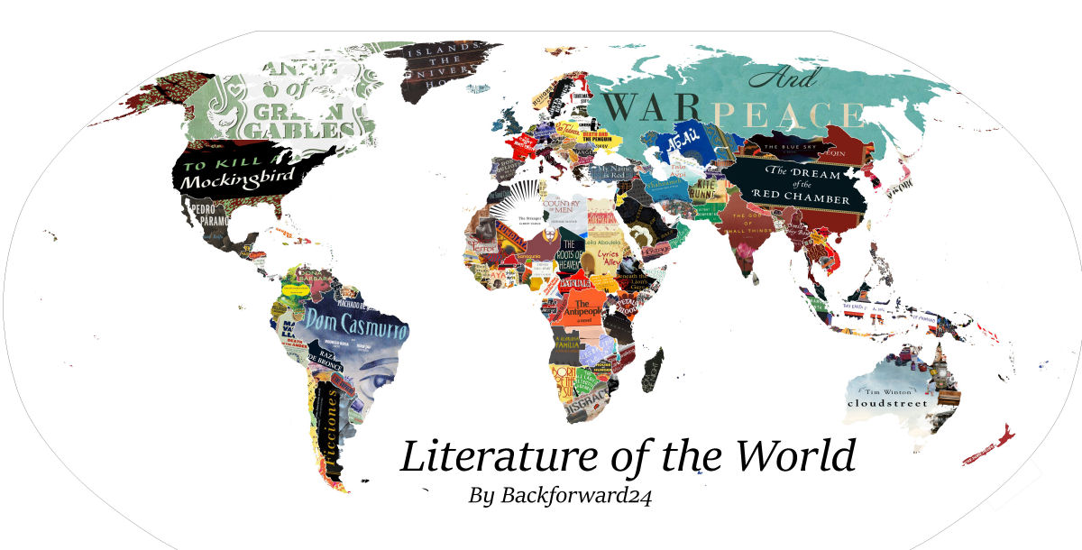 As obras literrias mais representativas de cada pas em um mapa