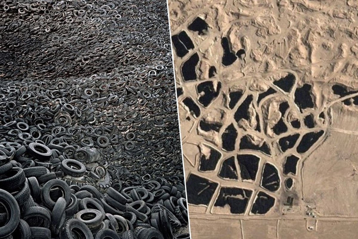 O Kuwait enterrou tantos pneus no deserto que uma mancha preta era visível do espaço