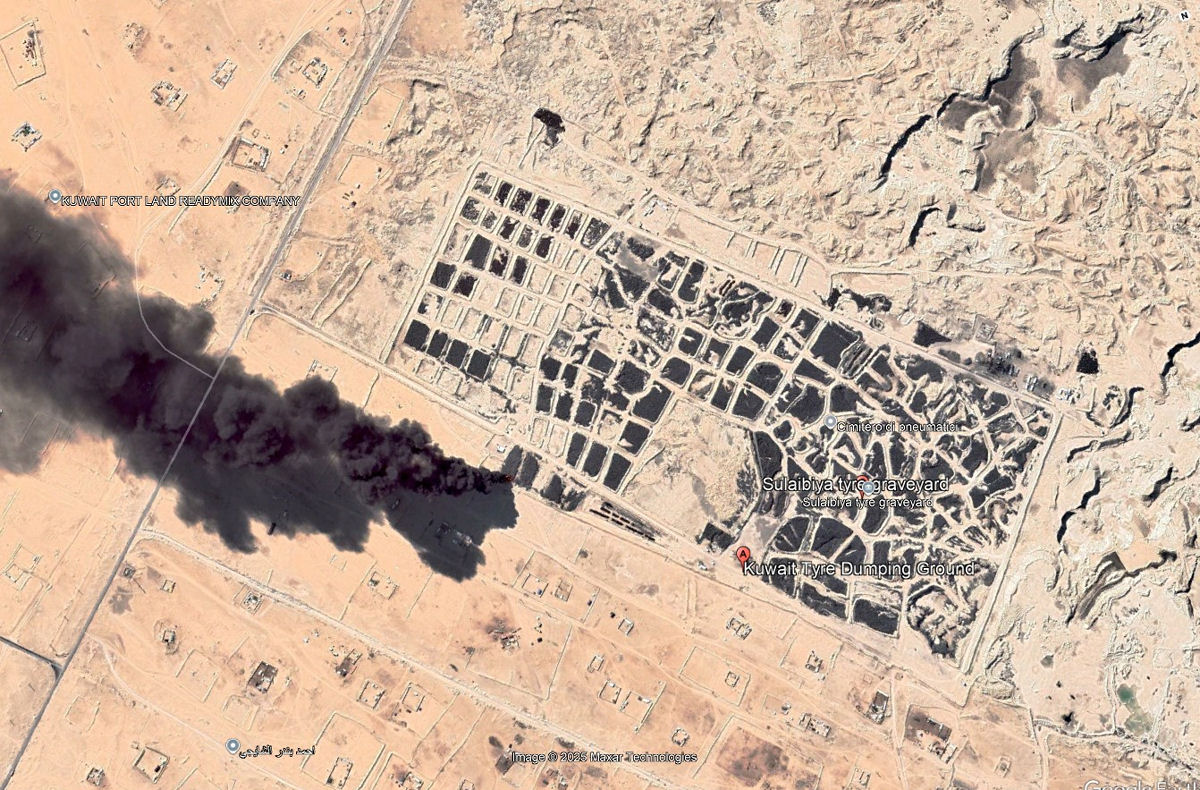 O Kuwait enterrou tantos pneus no deserto que uma mancha preta era visível do espaço