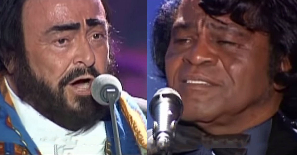 A noite quando Luciano Pavarotti e James Brown cantaram It's a Man's World juntos