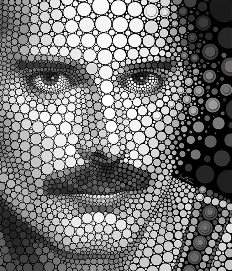 Retratos de celebridades feitos por milhares de círculos 06