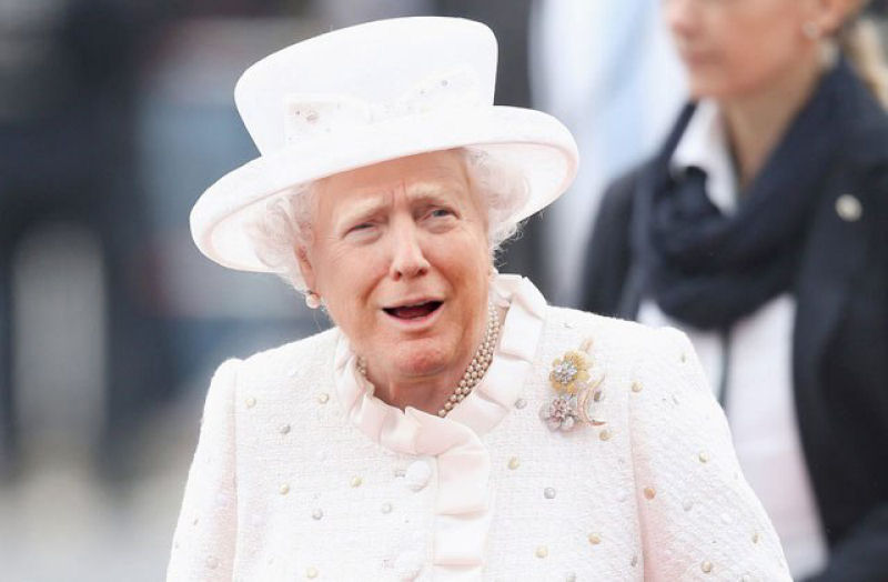 A Internet no consegue parar de rir com o rosto de Trump fotochopado na rainha 10