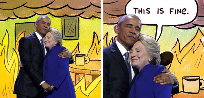 O abrao entre Obama e Hillary Clinton transformou-se em uma lendria batalha de Photoshop 08