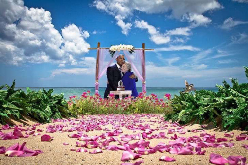 O abrao entre Obama e Hillary Clinton transformou-se em uma lendria batalha de Photoshop 26