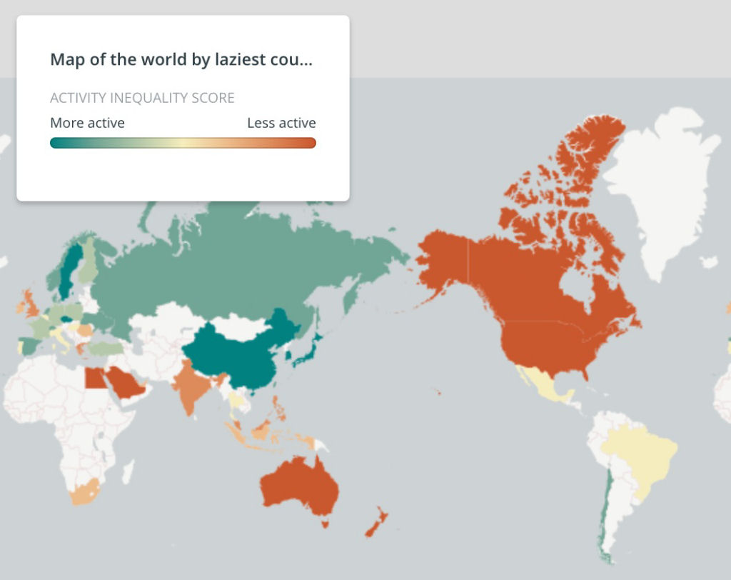 Estes são os países mais preguiçosos e os mais ativos do mundo