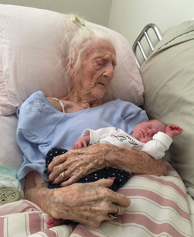 Vov de 101 anos encontra tataraneta recm-nascido antes de morrer dias depois;