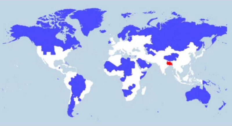 5% da população mundial vive na área vermelha.