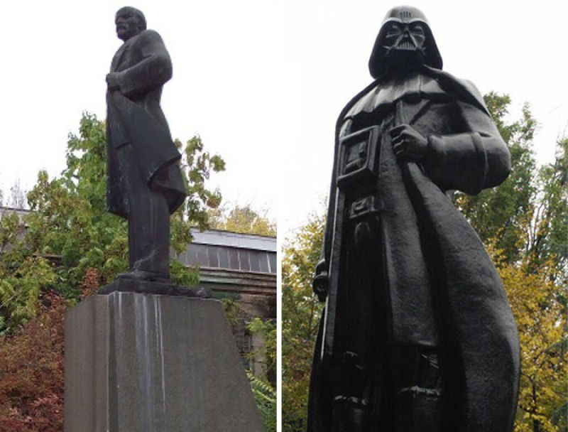 A esttua de Lenin transformada em Darth Vader em Odessa, Ucrnia.