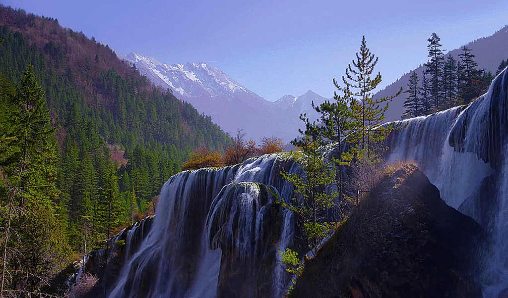 O belo Parque Nacional de Jiuzhaigou, em Sichuan, na China.