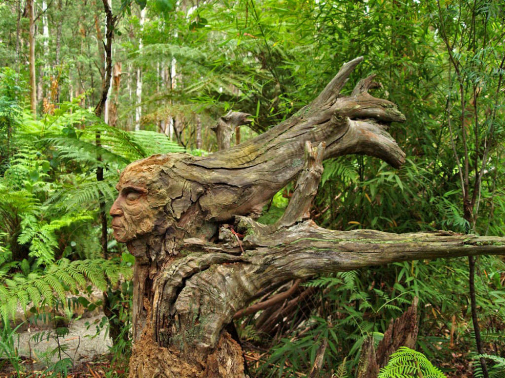 Escultura na árvore de Bruno Torfs.