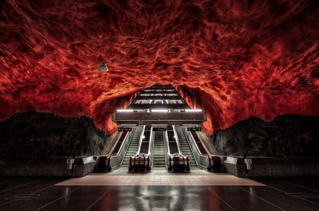Uma das estaes do metr de Estocolmo.
