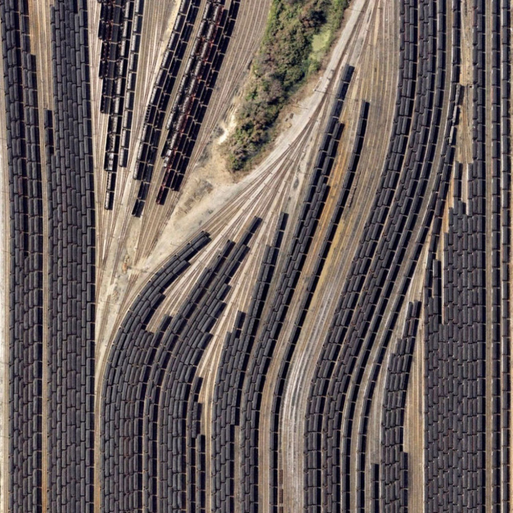 Trens carregados de carvo, nos estado da Virginia. Estados Unidos.