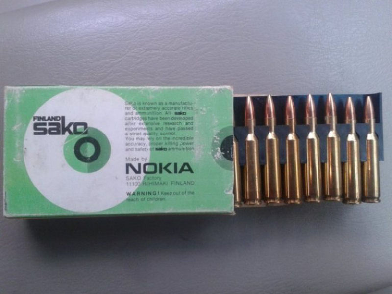 Balas de fuzil criadas pela empresa Nokia. Como d para notar vs, no seu incio a empresa s no vendia a me.