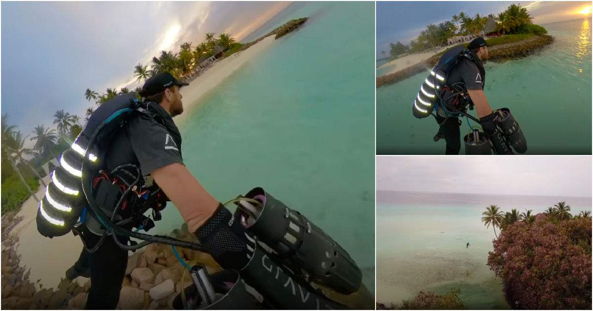 Homem de Ferro da vida real voa com seu jetpack nas Maldivas