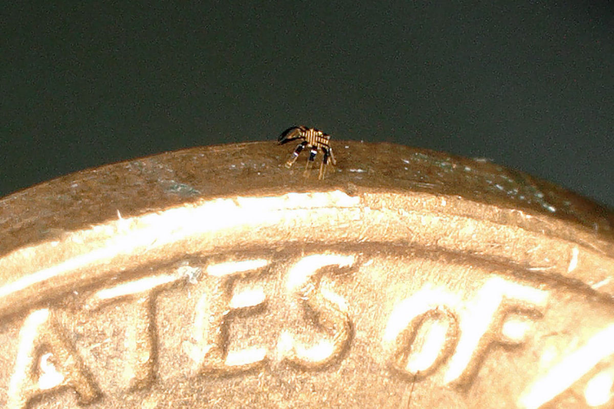 O menor robô do mundo é tão pequeno quanto uma pulga e pode andar à borda de um centavo