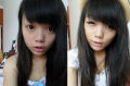 Antes e depois da maquiagem de garotas asiáticas