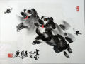 Pinturas com dedos e palma da mão por Zhang Baohua