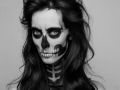 Maquiagem de esqueleto assombrosamente bela