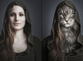 Retratos engraçados de gatos vestidos como seus humanos
