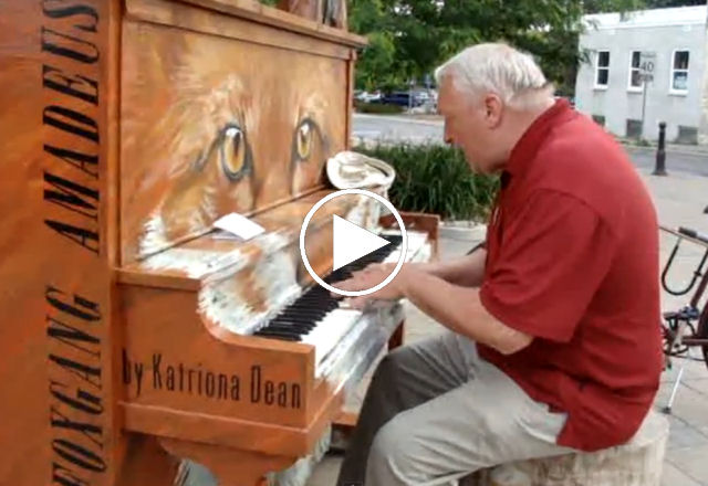 Idoso dá um verdadeiro show tocando piano na rua