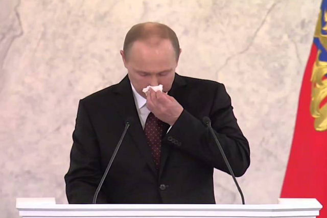 Vladimir Putin faz um discurso sem palavras
