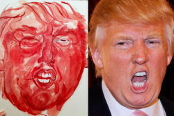 Artista pinta um retrato de Donald Trump com seu sangue menstrual