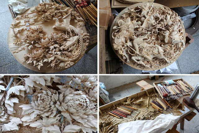 Os requintados detalhes das tradicionais esculturas em madeira de Dongyang, na China