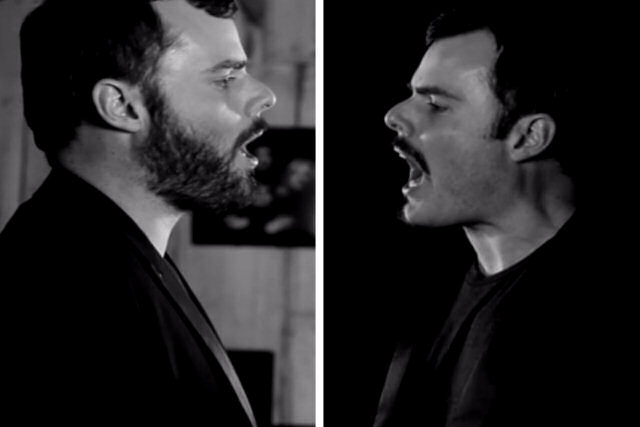 Um dueto de Pavarotti e Freddie Mercury interpretado por apenas um homem