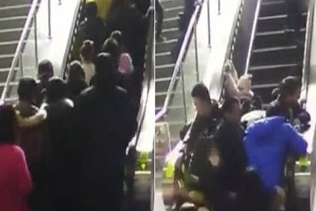 Pessoas caem como dominós em mais um acidente com escada rolante na china