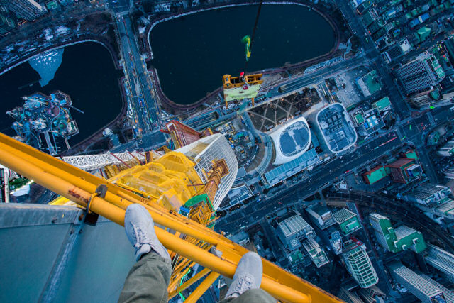 Escalando o maior arranha-céu da Coreia