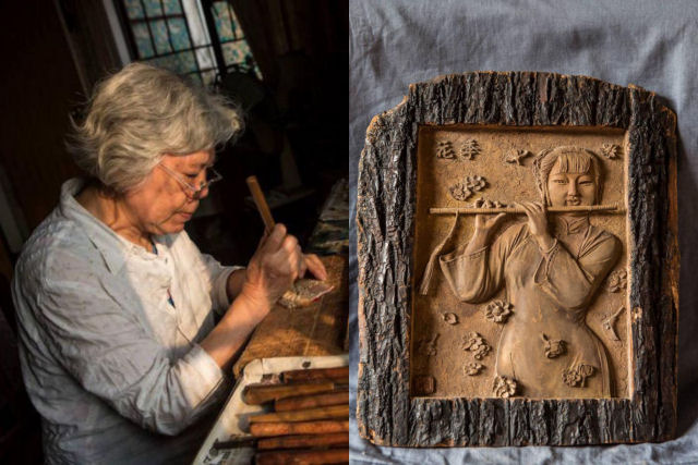 Chinesa de 78 anos usa técnicas antigas na criação de suas esculturas