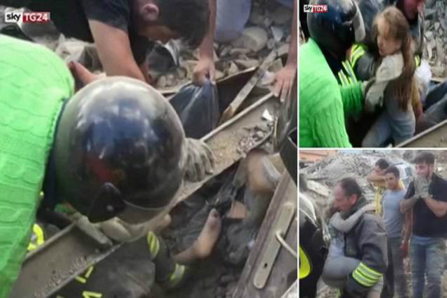 Julia, a menina resgatada após 17 horas debaixo de escombros na Itália