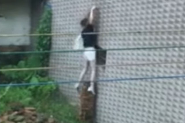 Mulher tenta escalar janela depois de ficar trancada pelo lado de fora, não conseguiu