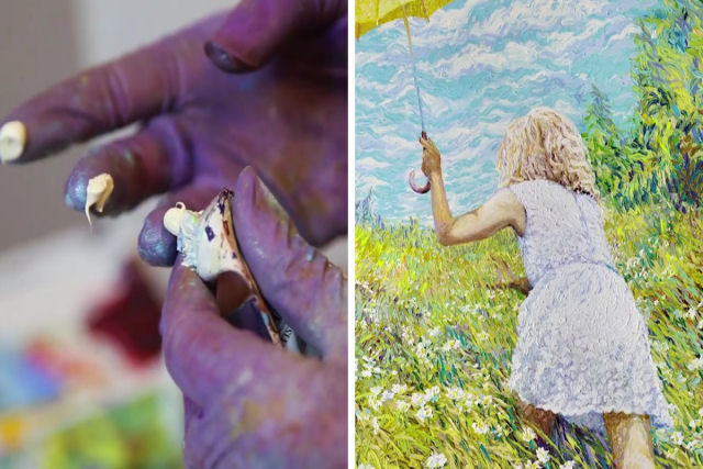 Esta artista pinta maravilhosas obras de arte utilizando suas mãos
