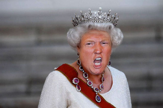 As montagens que combinam a cara de Trump com a da rainha da Inglaterra