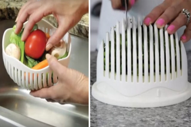 Um utensílio de cozinha para fazer salada em 60 segundos!