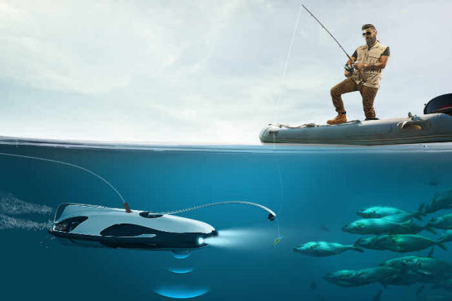 Um drone submarino para mergulhar sem se molhar e pescar de forma remota