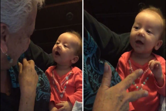 Avó ensina linguagem de sinais para netinha igualmente surda