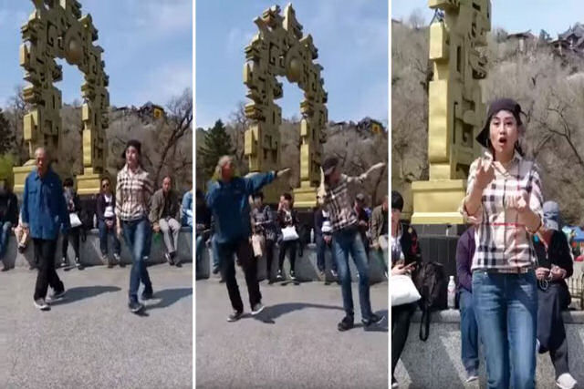 Garota e vovô chineses arrasam dançando na rua