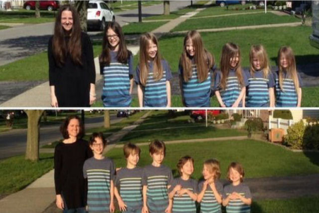 Mãe e seus seis filhos deixam o cabelo crescer para doá-lo juntos