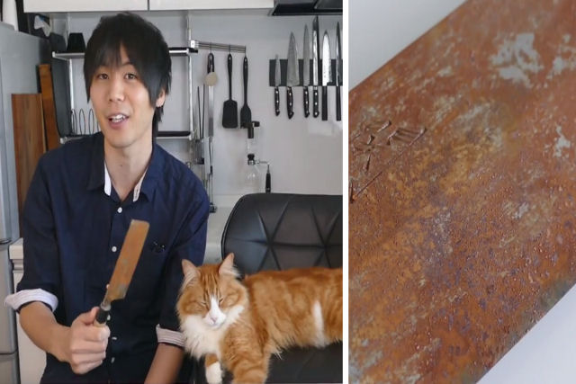 Você não vai acreditar como este chef recupera uma faca japonesa antiga