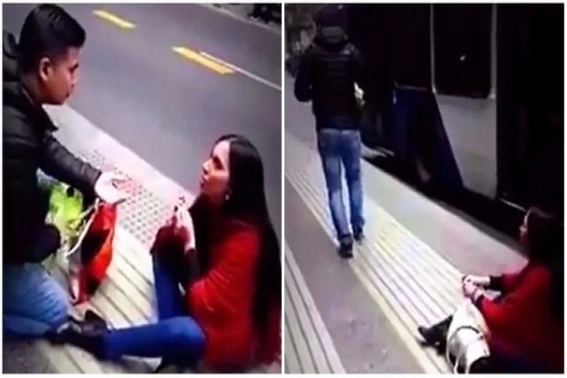 Mulher acaba sozinha na calçada após pedir namorado em casamento