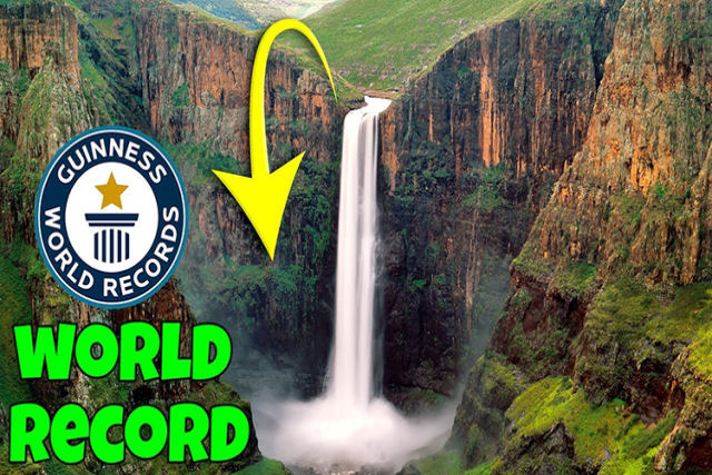 Recorde Guinness do maior lançamento do basquete ao longo de uma cachoeira de 200 metros